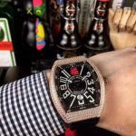 Perfect Copy Franck Muller Geneve Vanguard V45 Diamond Bezel Black Face Automatic Watch